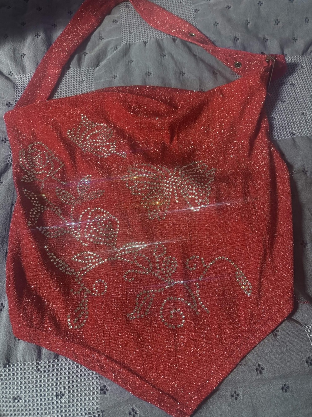 Red Rhinestone butterfly halter top